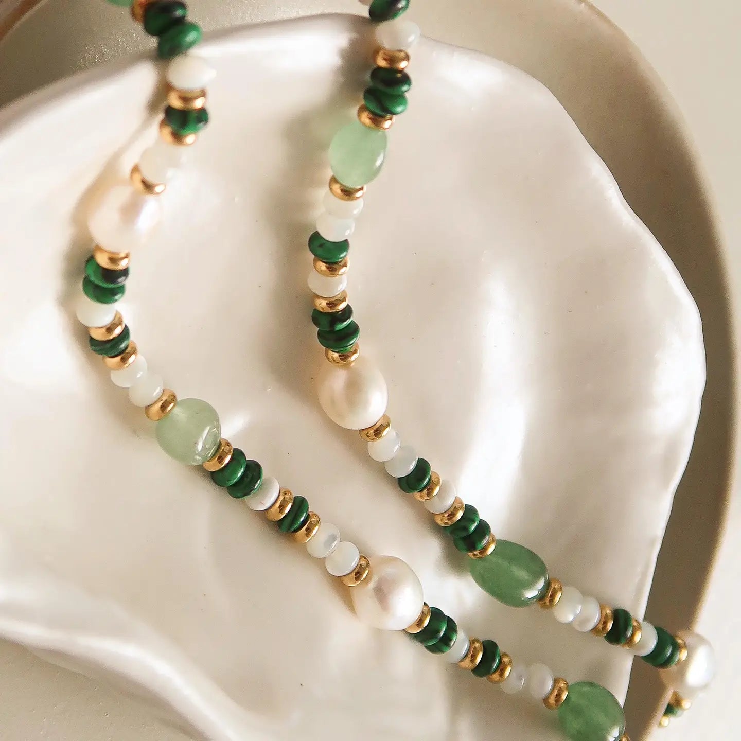 Green Summer Beaded Necklace