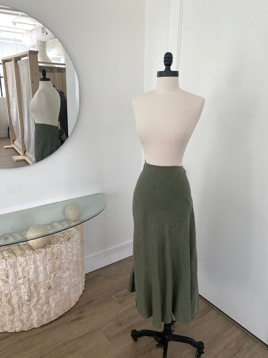 Green Linen Skirt