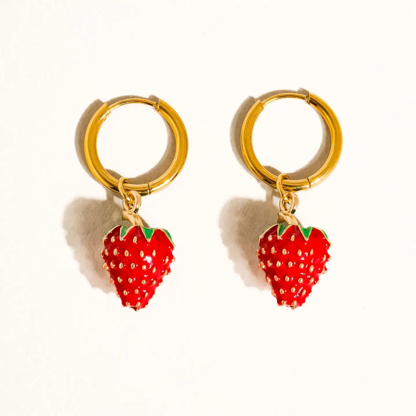 Strawberry Charm Hoops
