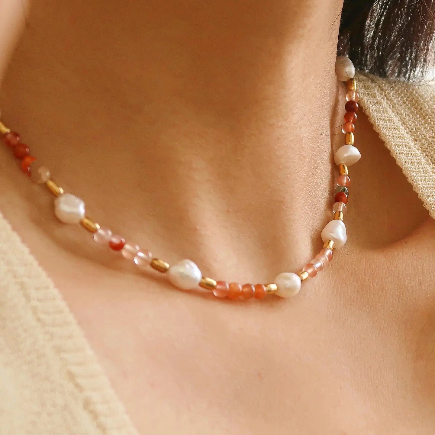 Rose Summer Beaded Necklace
