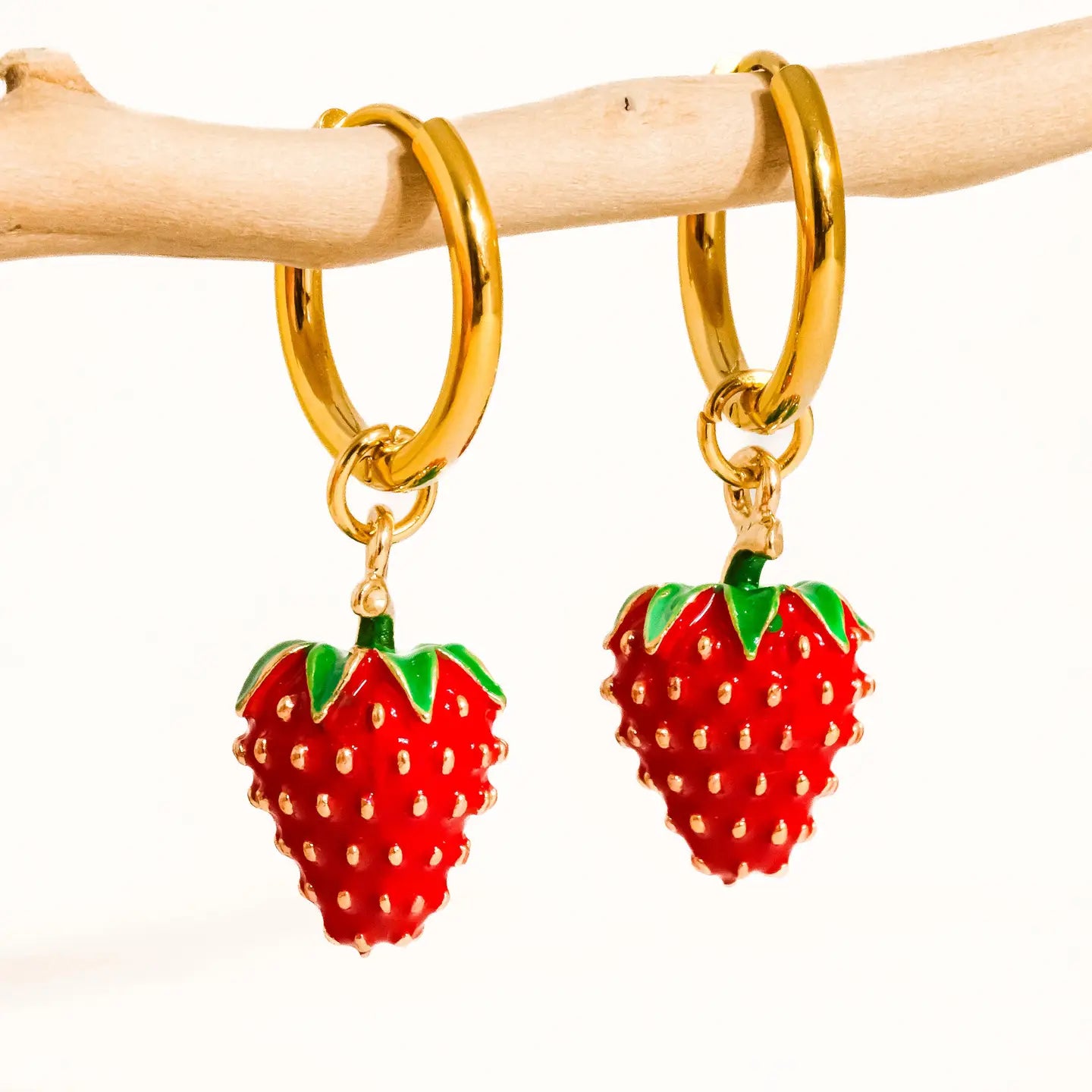 Strawberry Charm Hoops