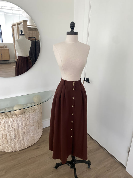 Vintage Brown Button Down Skirt