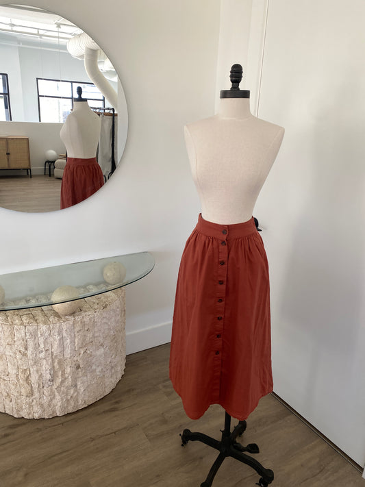 Terracotta Button Up Skirt