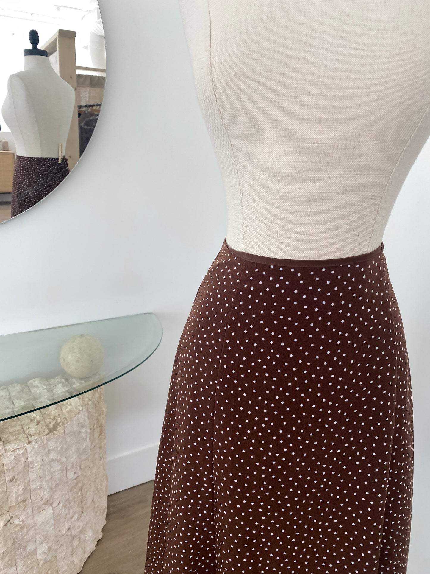 Vintage Brown Polka Dot Skirt