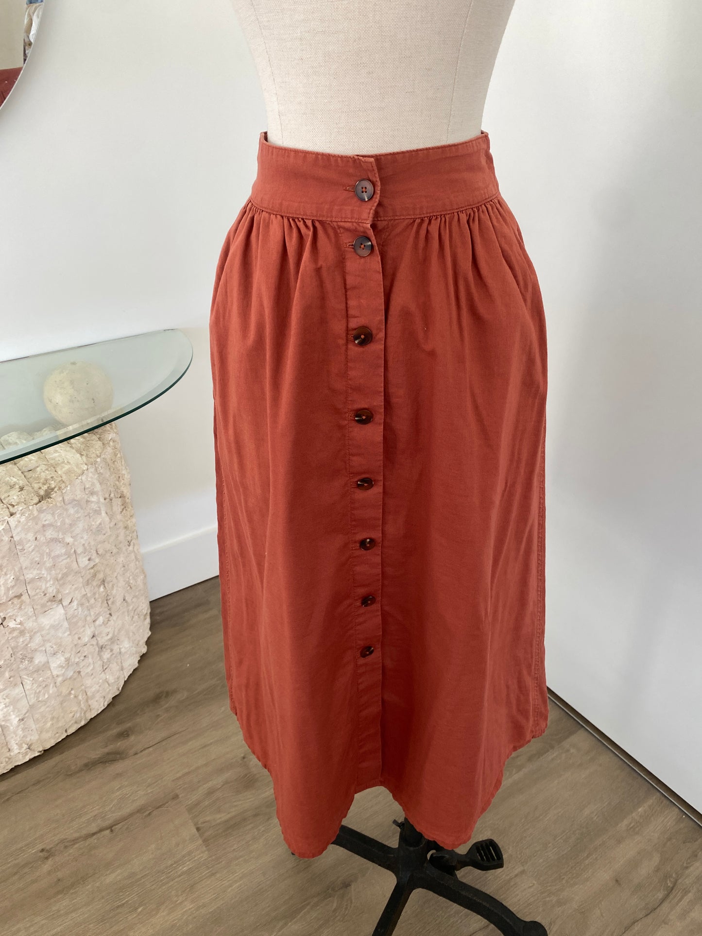 Terracotta Button Up Skirt