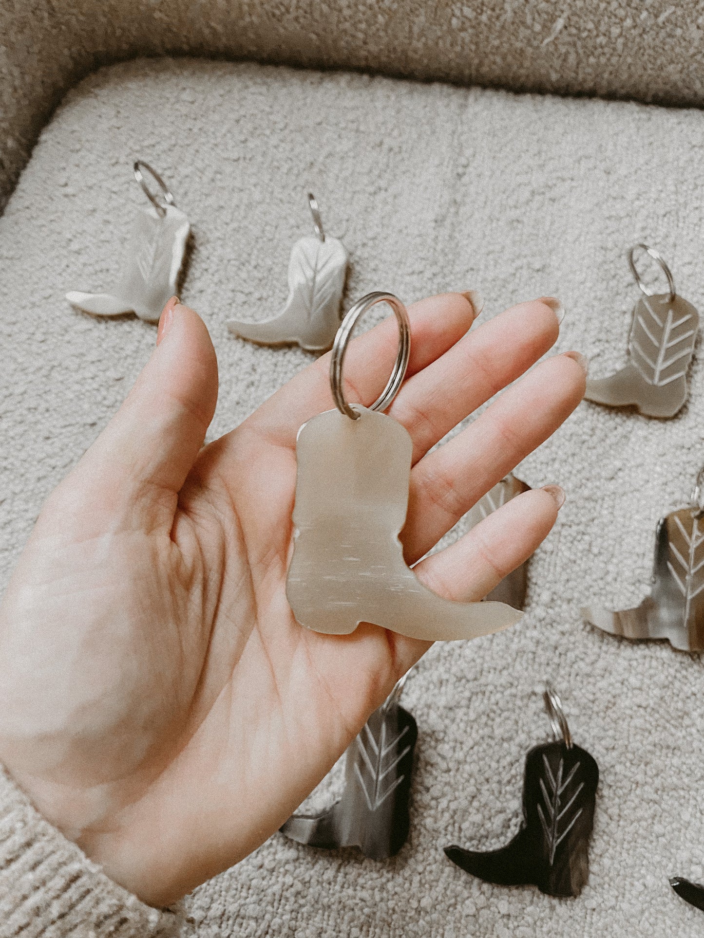 Cow Horn Cowboy Boot Keychain