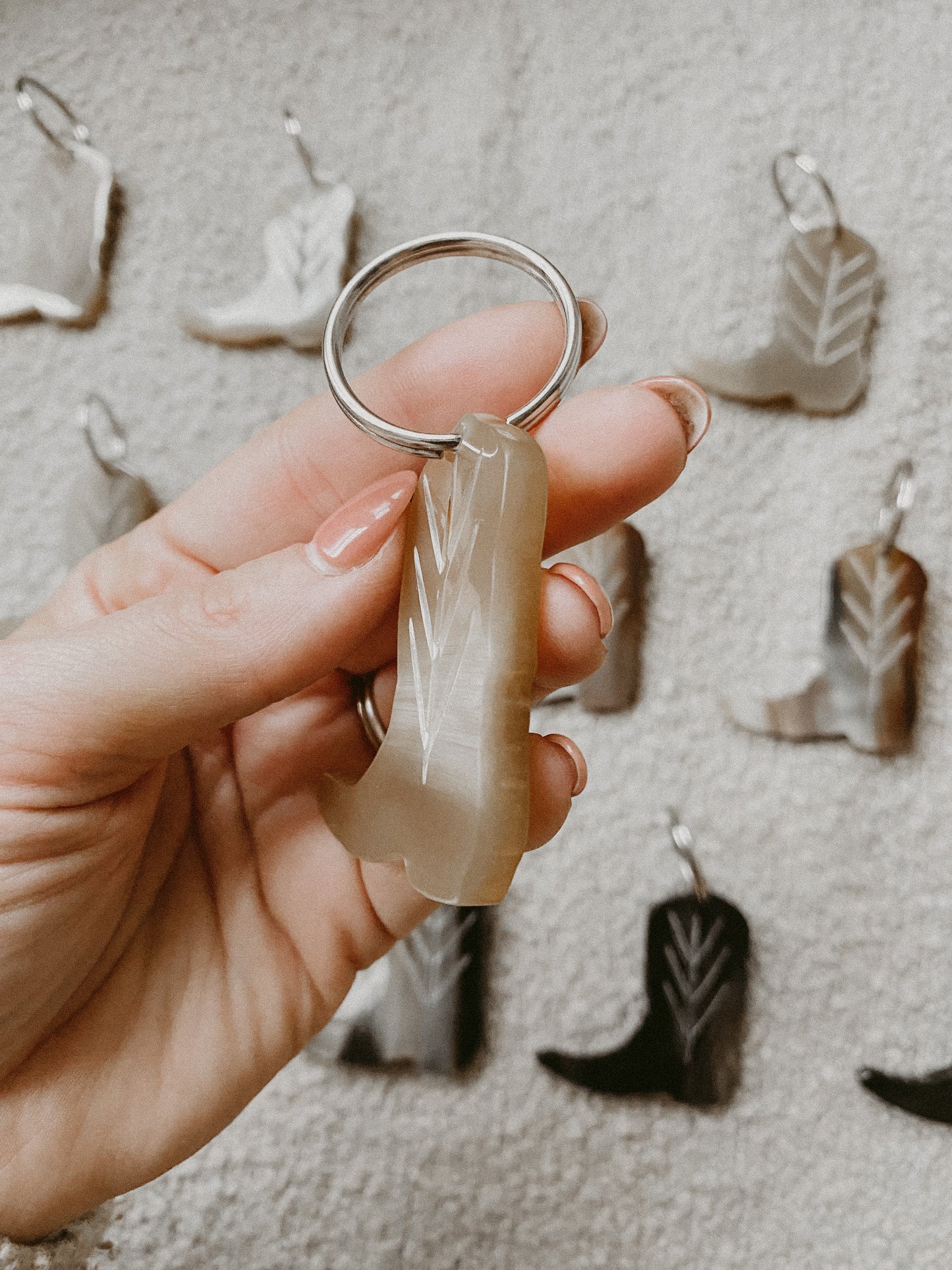 Cow Horn Cowboy Boot Keychain